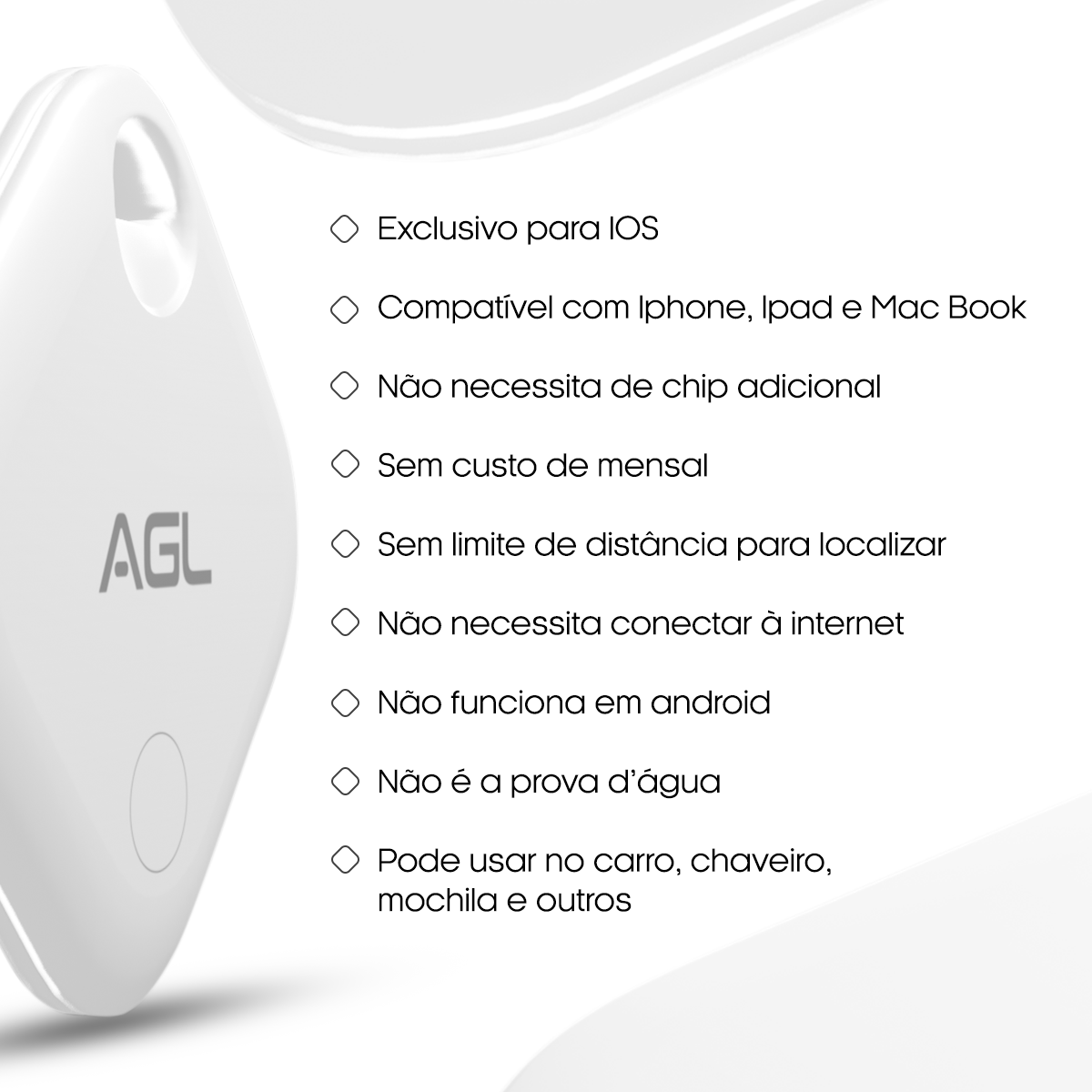 Smart Tag AGL rastreador localizador objeto gps Apple findMy