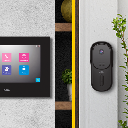 Interfone e porteiro inteligente VP7 touch com câmera e wifi AGL