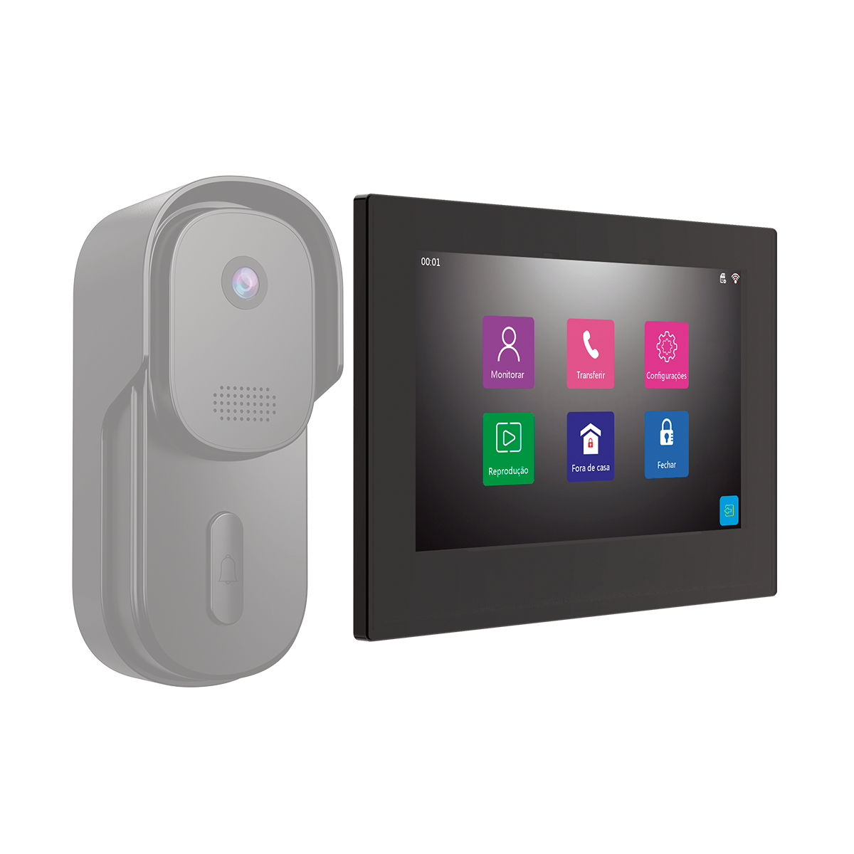 Monitor de vídeo porteiro 7 polegadas touch com wifi e inteligência artificial AGL