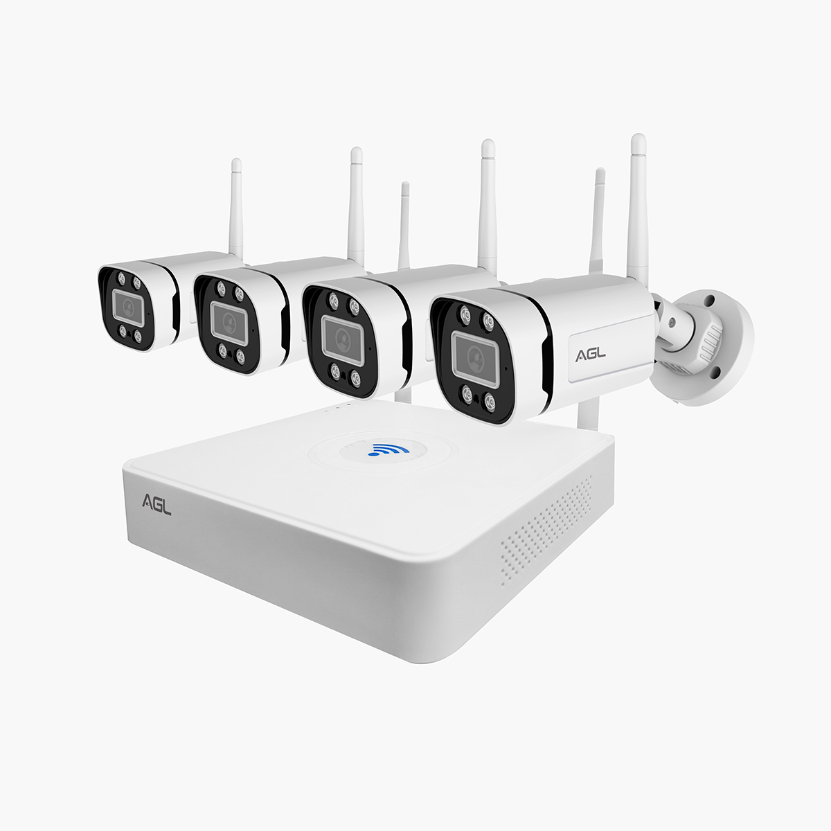 Kit NVR com 4 Câmeras IP Full HD e WiFi 1080P HVR AGL 1204