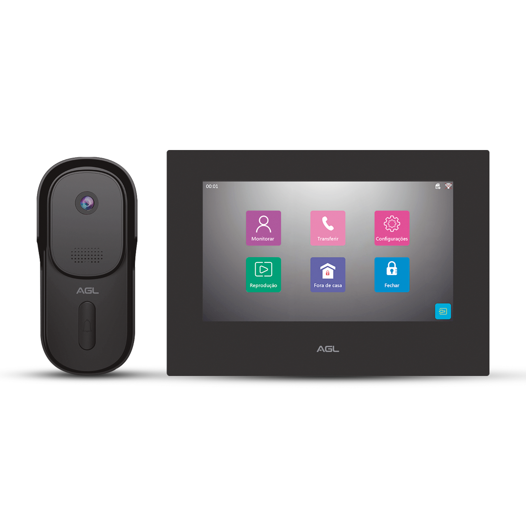 Interfone e porteiro inteligente VP7 touch com câmera e wifi AGL