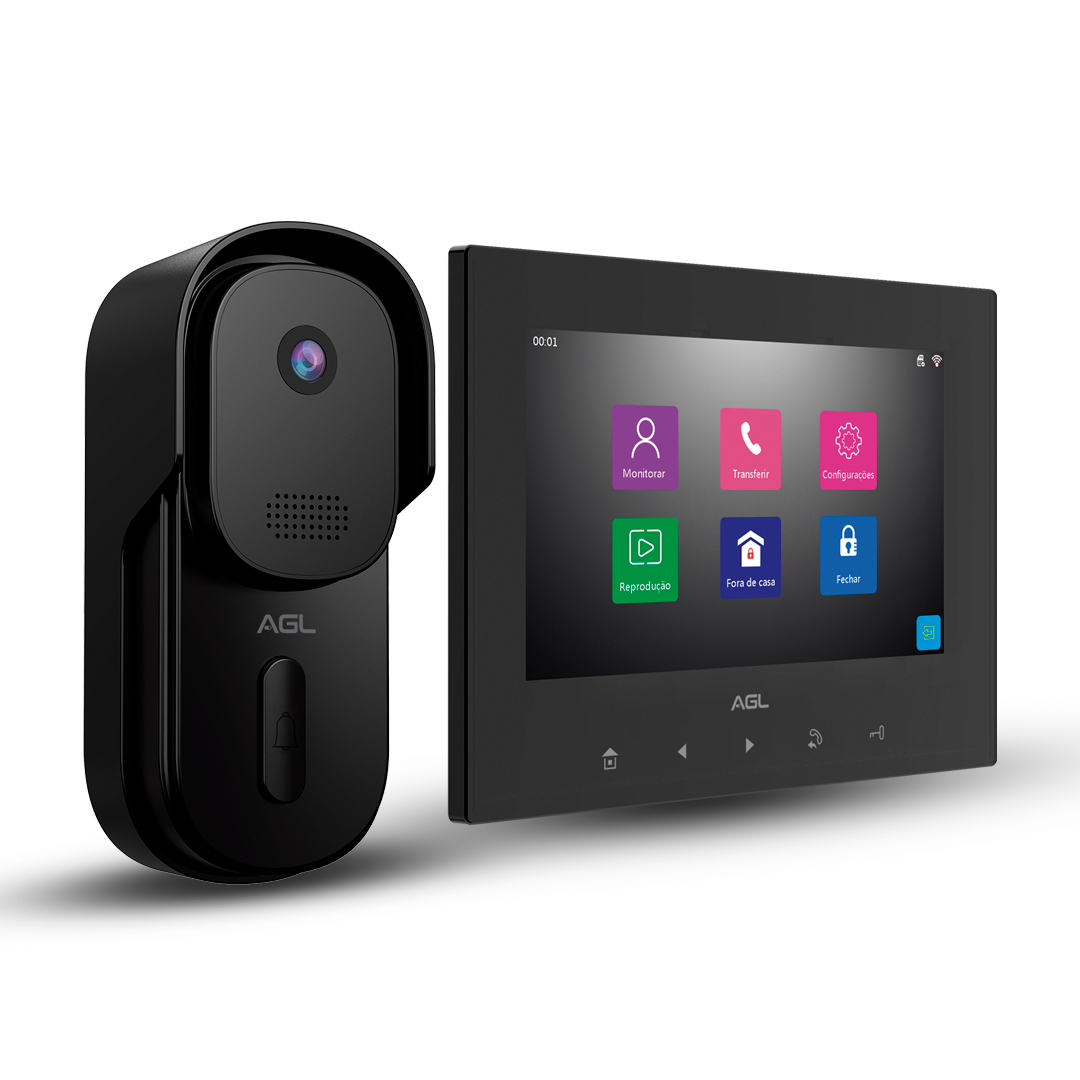 Interfone e porteiro inteligente VP7 touch com câmera e wifi AGL